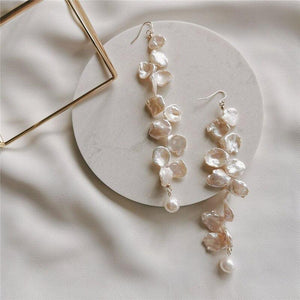 Handmade Pearl Long Statement Earrings