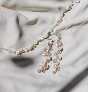 Handmade Pearl Long Statement Earrings