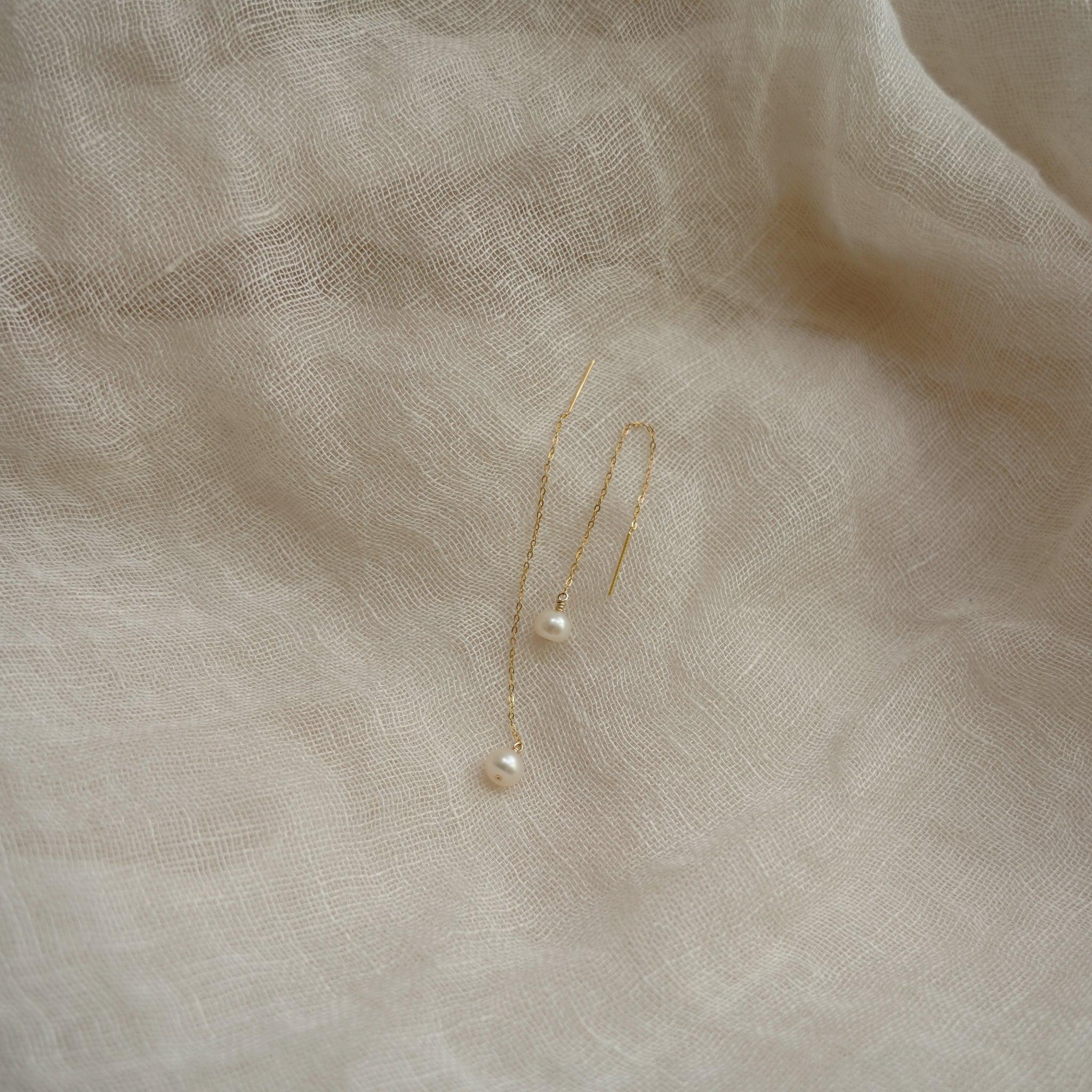 Long Drop Pearl Earrings
