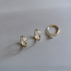Tiny 9 Karat Gold Zircon Hoop Earrings