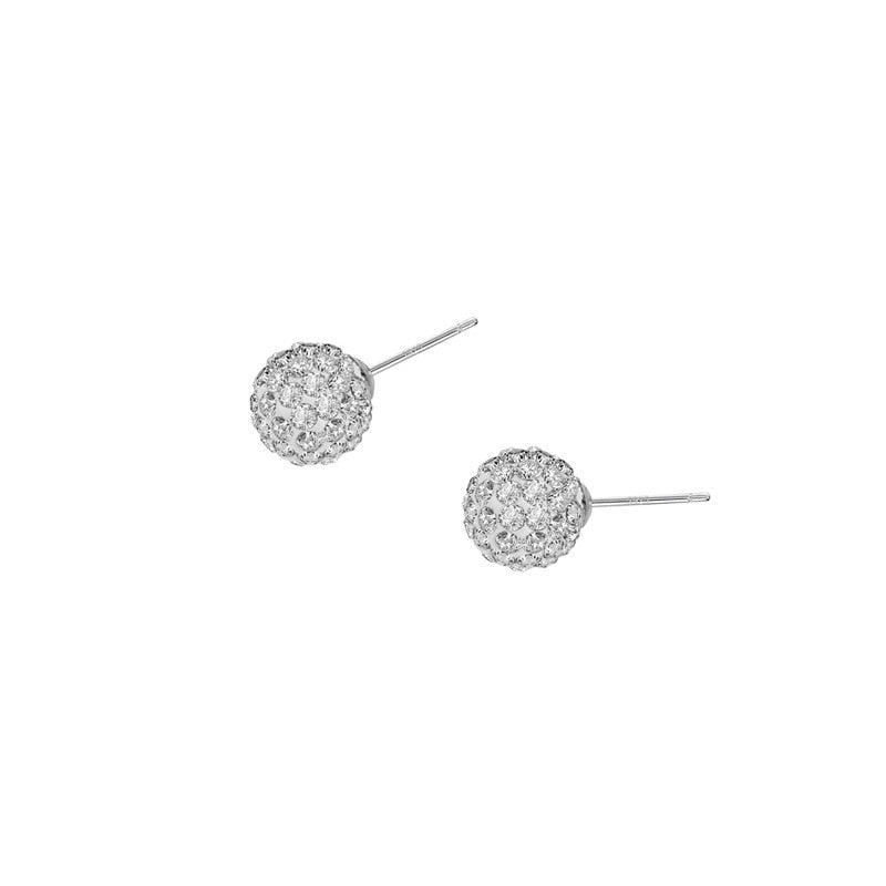 Sparkly Sterling Silver Bead Stud Earrings