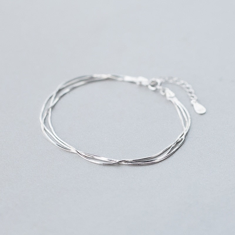 Delicate Multi Layer Sterling Silver Bracelet