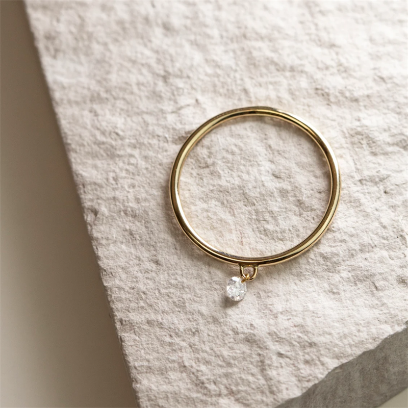 Gold Tiny Zircon Pendant Ring