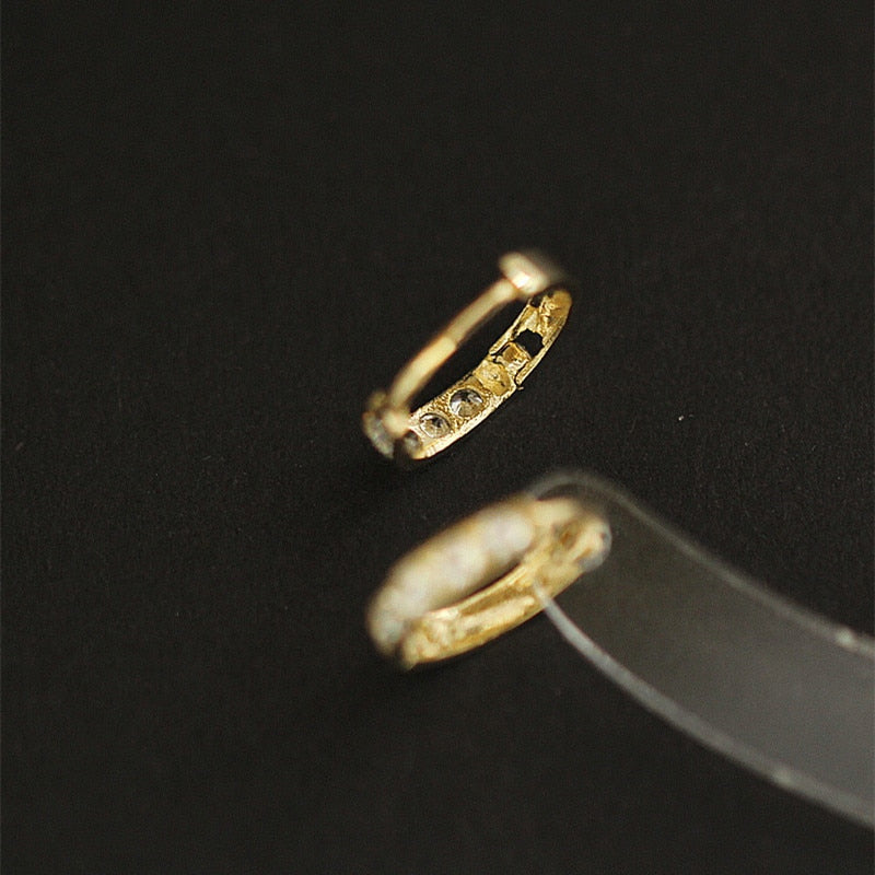9 Karat Gold Zircon Hoop Earrings