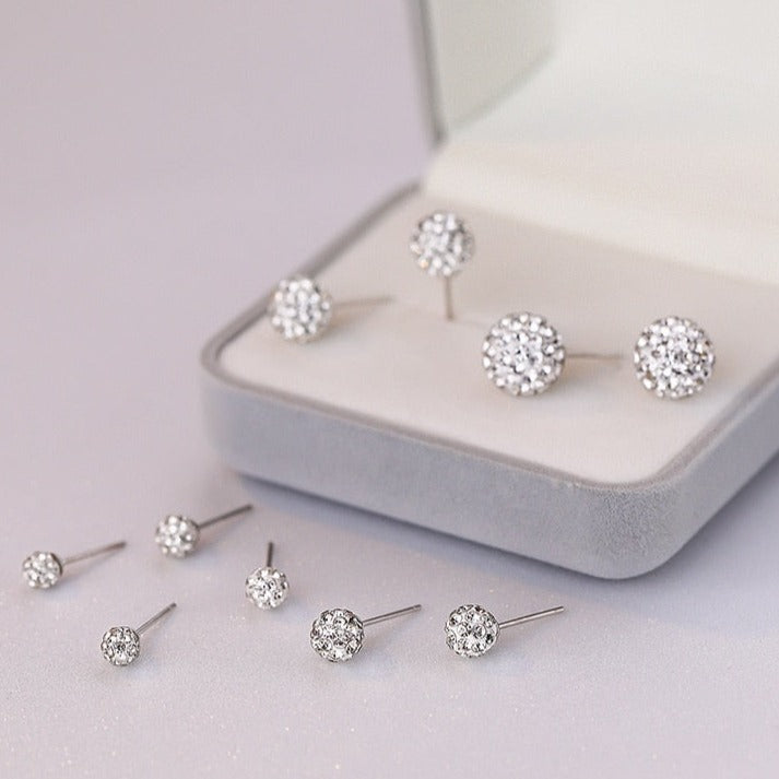 Sparkly Sterling Silver Bead Stud Earrings
