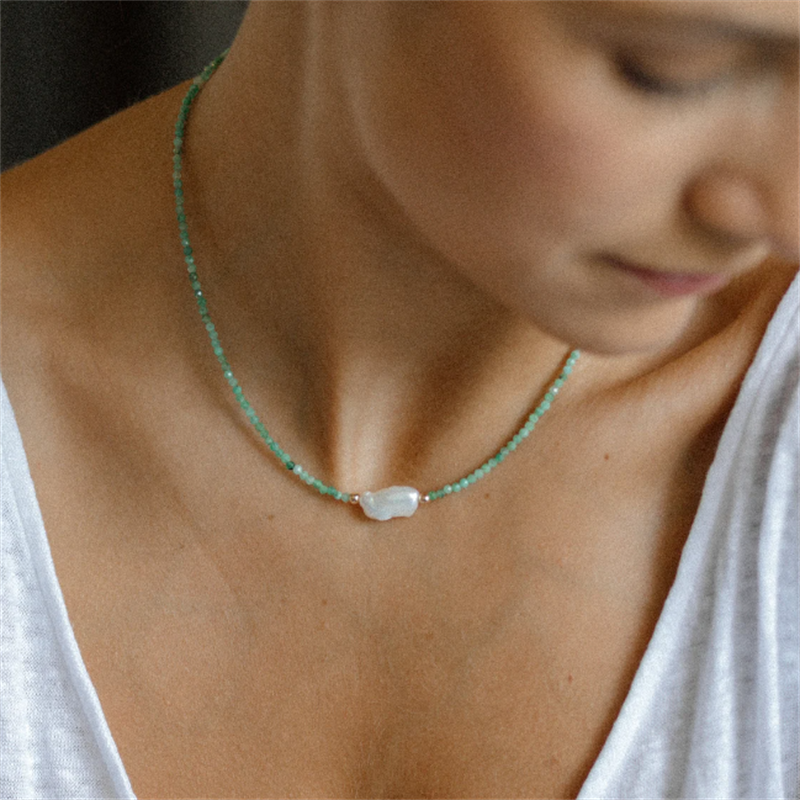 Natural Stone Baroque Pearl Necklace