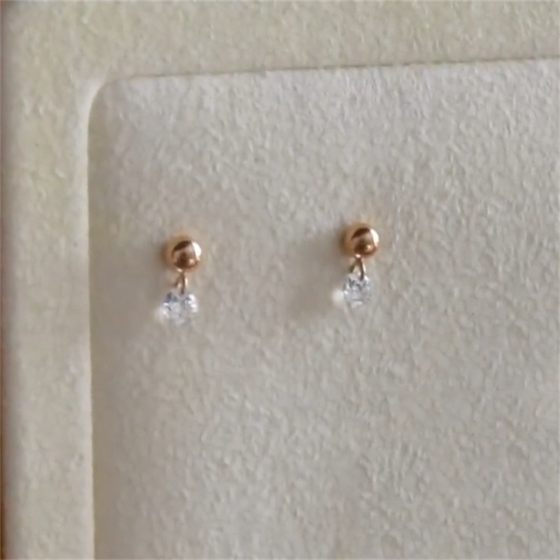 Tiny Gold Zircon Drop Earrings
