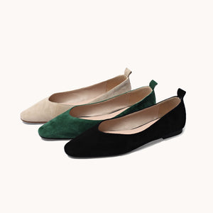 Suede Square Toe Flats