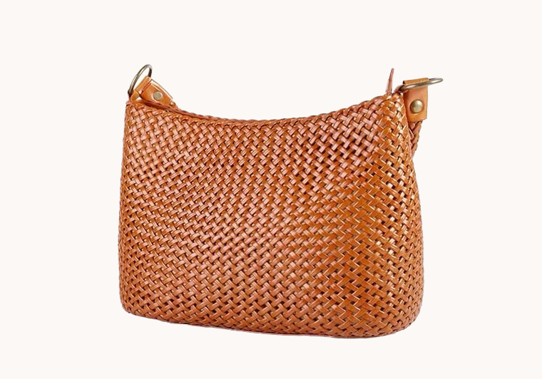 Handmade Knitted Leather Hobo Bag