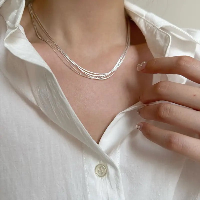 Delicate Multi Layer Sterling Silver Necklace