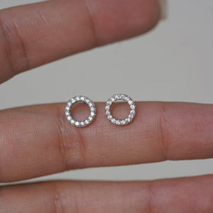 Round Sterling Silver Zircon Earrings