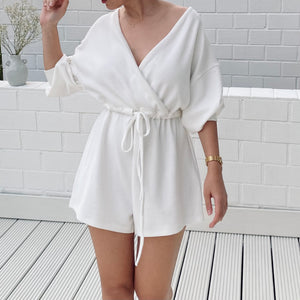 White Ribbed Jumpsuit