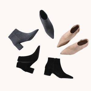 Pointed Toe Suede Ankle Boots