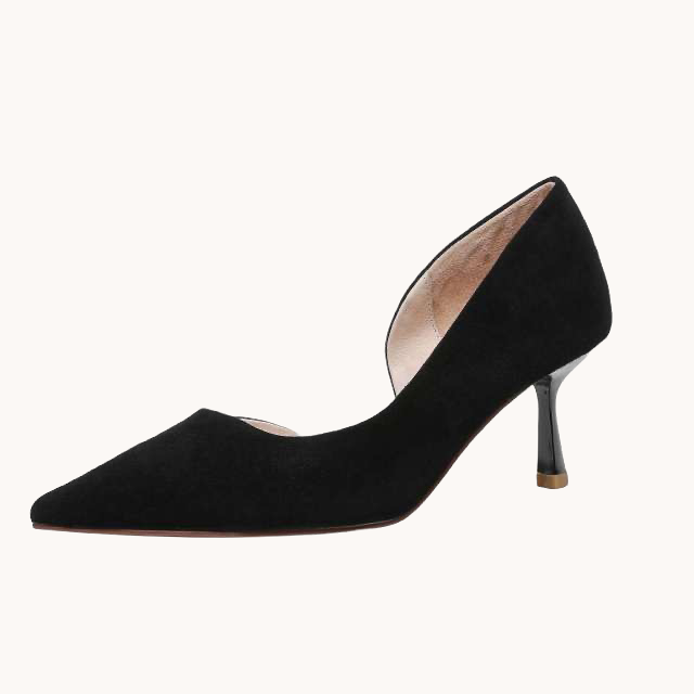 Suede Pointed Toe Pumps Black