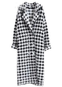 Double-Breasted Black & White Wool Coat