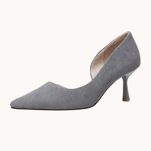 Suede Pointed Toe Pumps Gray