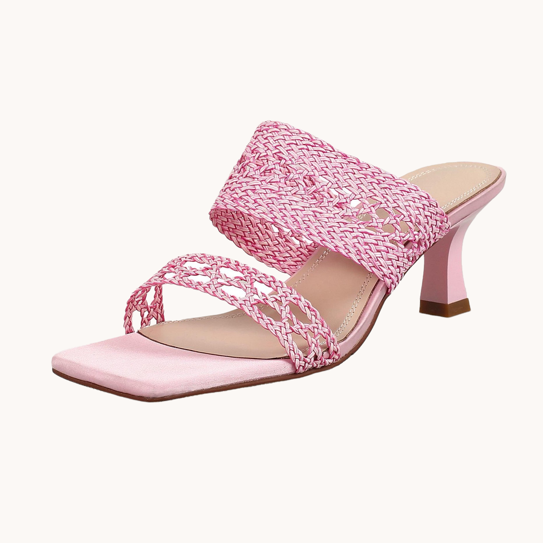 Braided Leather Mules Pink