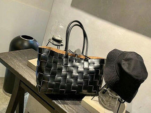 Leather Knitted Shopper Bag