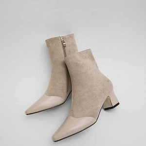 Heeled Suede Mix Boots