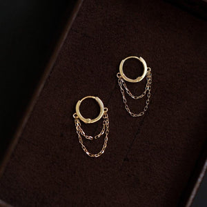 9 Karat Gold Chain Hoop Earrings