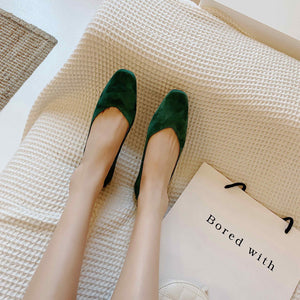 Suede Square Toe Flats