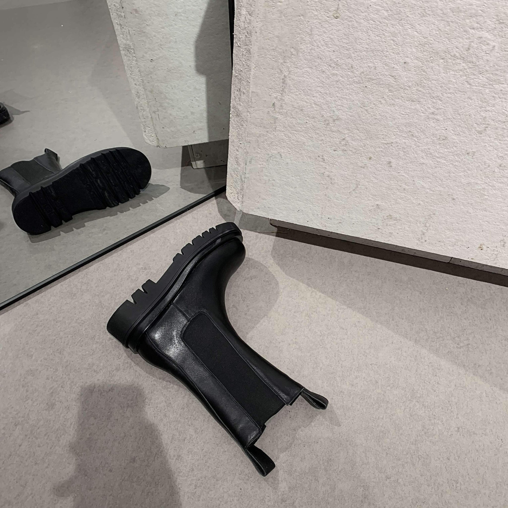 Handmade Leather Slip On Platform Boots
