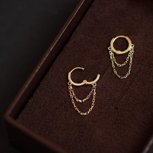9 Karat Gold Chain Hoop Earrings