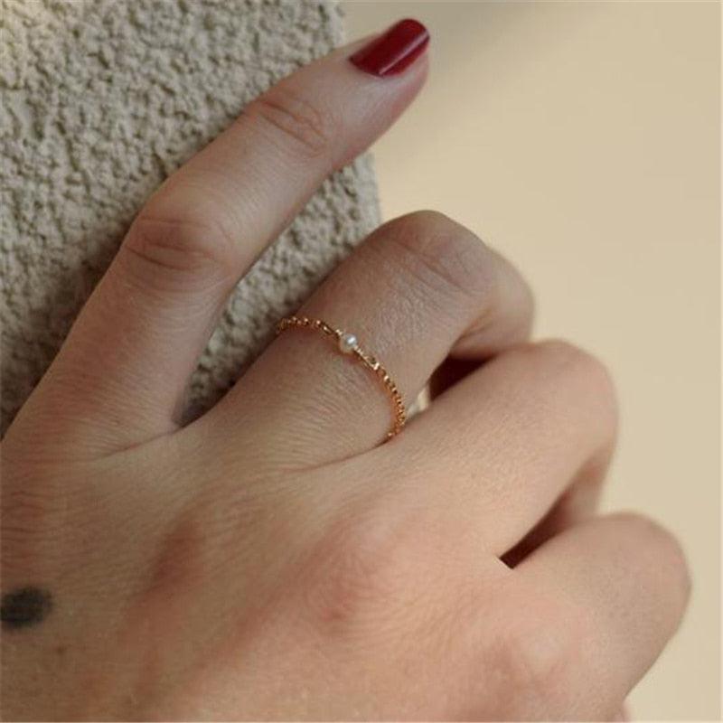 Mini Pearl Chain Ring