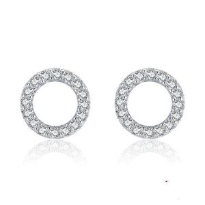 Round Sterling Silver Zircon Earrings