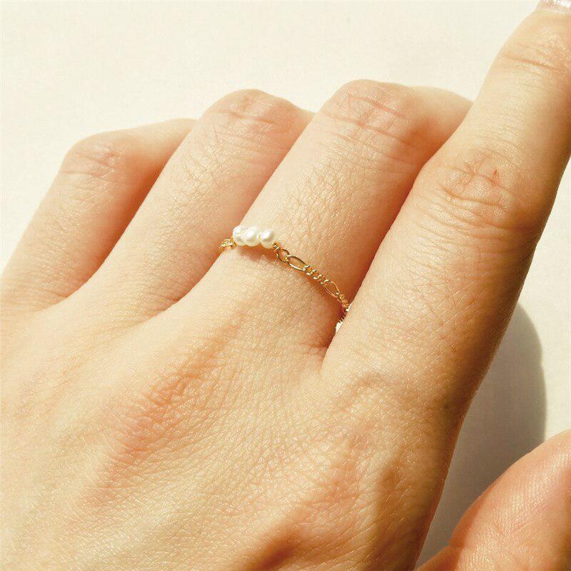 Figaro Ring With Natural Tiny Pearls